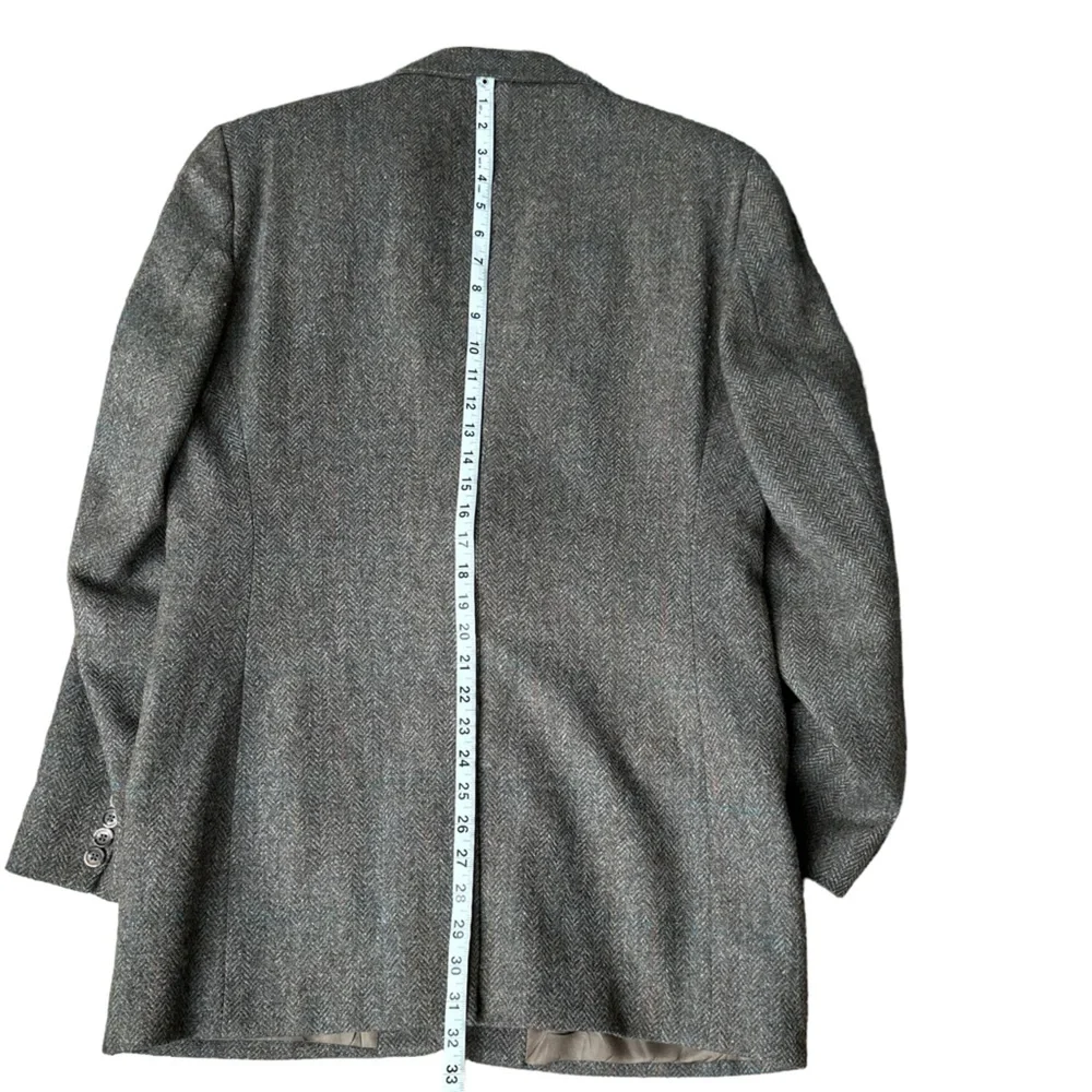 Vintage By Haggar Mens Brown Herringbone Wool Tweed Two Button Sport Coat Sz.42L